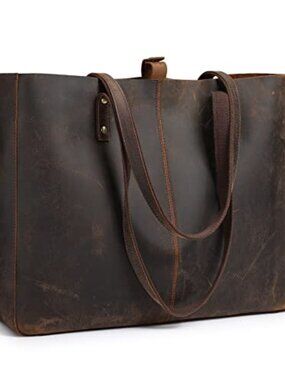 🆕 Genuine Leather Shoulder Tote Bag for Women Large Handbag Work Purse